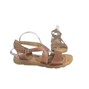 Born Brown Leather Strappy Comfort Sandals Sz 11 EU 43 Adjustable Slingback